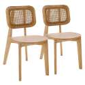 Lot de 2 chaises en bois d'orme et rotin naturel