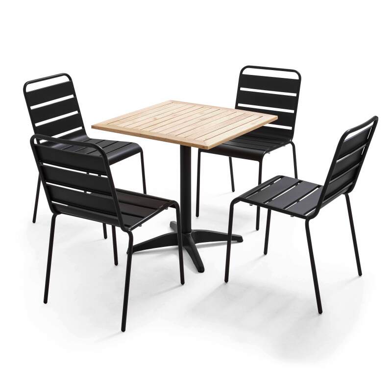 Table de terrasse carrée plateau bois 70x70cm