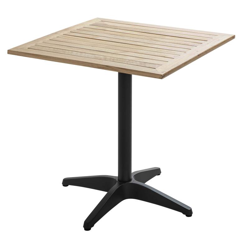 Table de terrasse carrée plateau bois 70x70cm