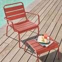 Ensemble fauteuil de terrasse bas et repose-pied en métal