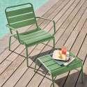 Ensemble fauteuil de terrasse bas et repose-pied en métal