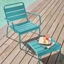 Ensemble fauteuil de terrasse bas et repose-pied en métal