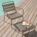 Ensemble fauteuil de terrasse bas et repose-pied en métal