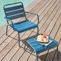 Ensemble fauteuil de terrasse bas et repose-pied en métal