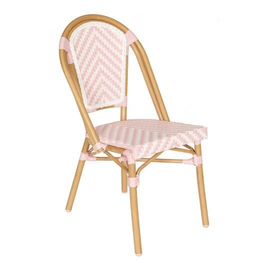 Chaise de terrasse de restaurant style bistrot parisien en aluminium et rotin synthétique