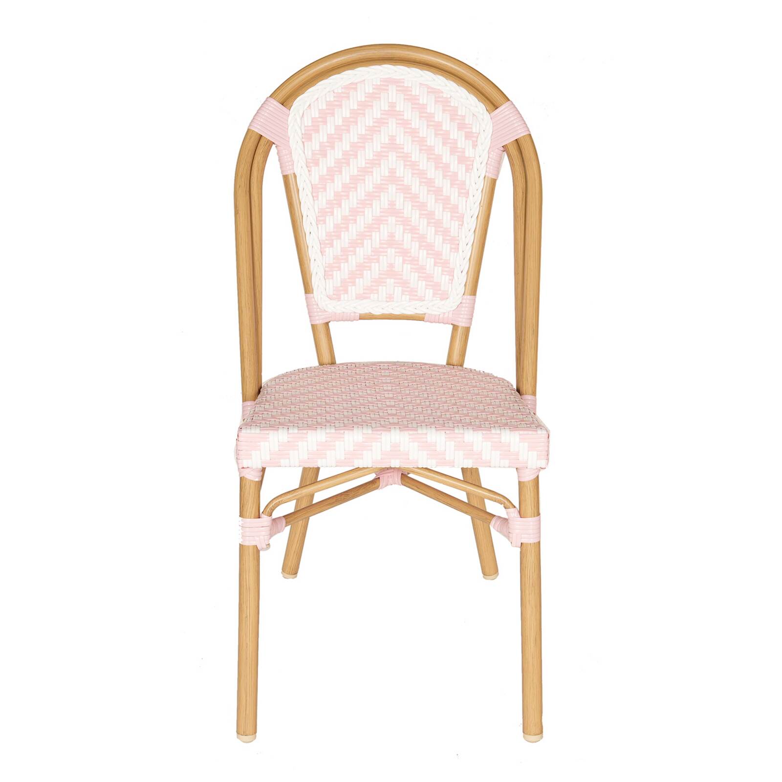 Chaise de terrasse de restaurant style bistrot parisien en aluminium et rotin synthétique