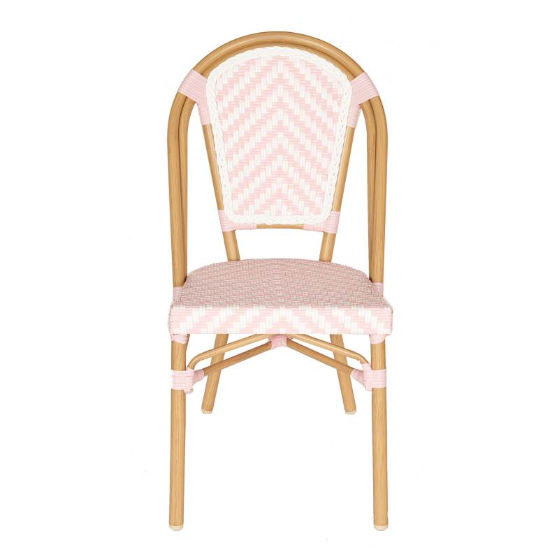 Chaise de terrasse de restaurant style bistrot parisien en aluminium et rotin synthétique (2/5)