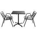 Table de terrasse carrée 70x70cm et 2 chaises en aluminium
