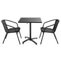 Table de terrasse carrée (70 cm) et 2 chaises en aluminium et résine