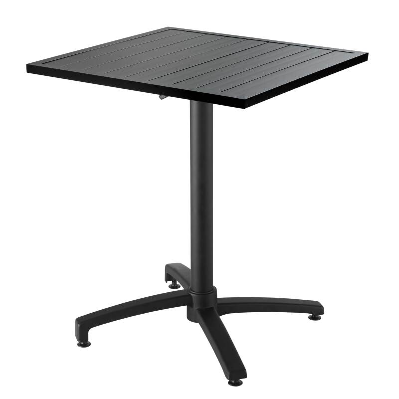 Table de terrasse carrée (70 cm) et 4 chaises en aluminium et résine