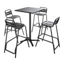 Mange debout carrée 60x60cm et 4 tabourets en aluminium