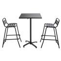 Mange debout carrée (60x60cm) et 2 tabourets en aluminium