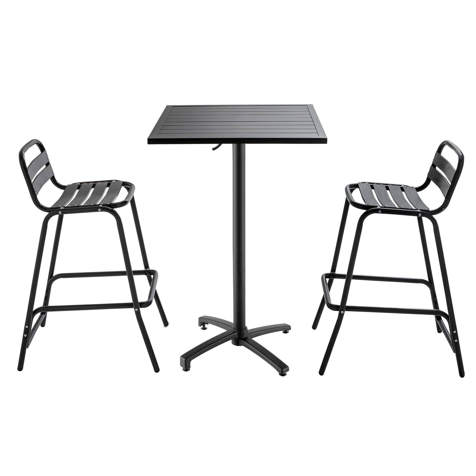 Mange debout carrée (60x60cm) et 2 tabourets en aluminium