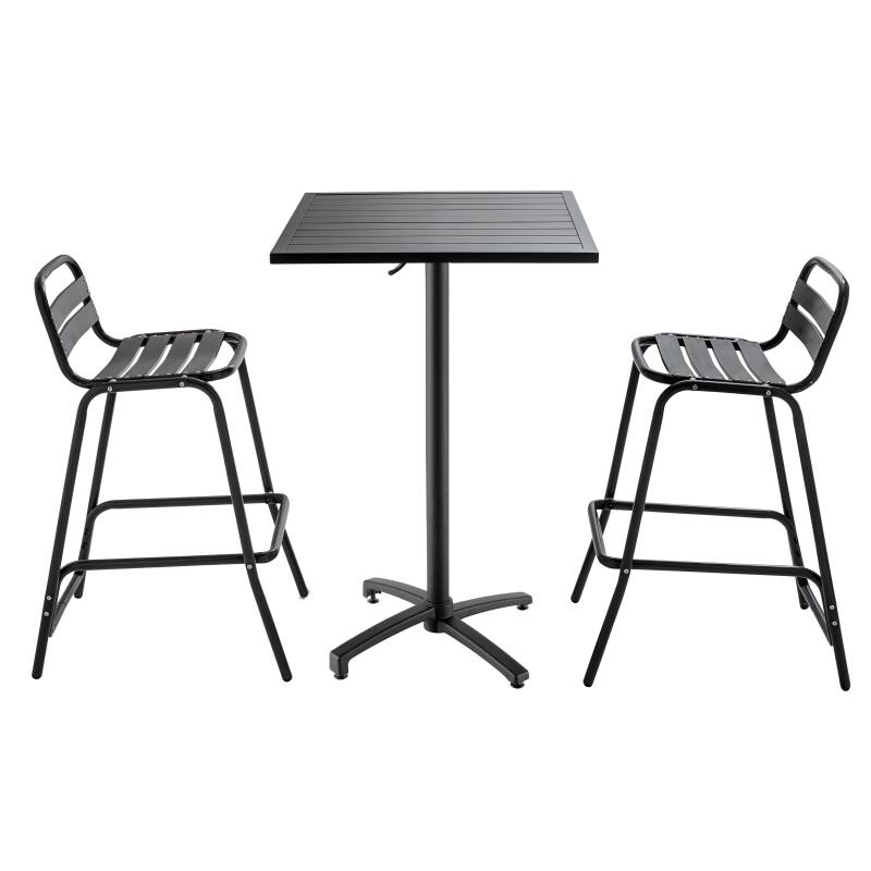 Mange debout carrée (60x60cm) et 2 tabourets en aluminium