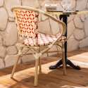 Chaise de terrasse style bistrot parisien en aluminium et rotin synthétique avec accoudoirs