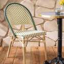 Chaise de terrasse de restaurant style bistrot parisien en aluminium et rotin synthétique