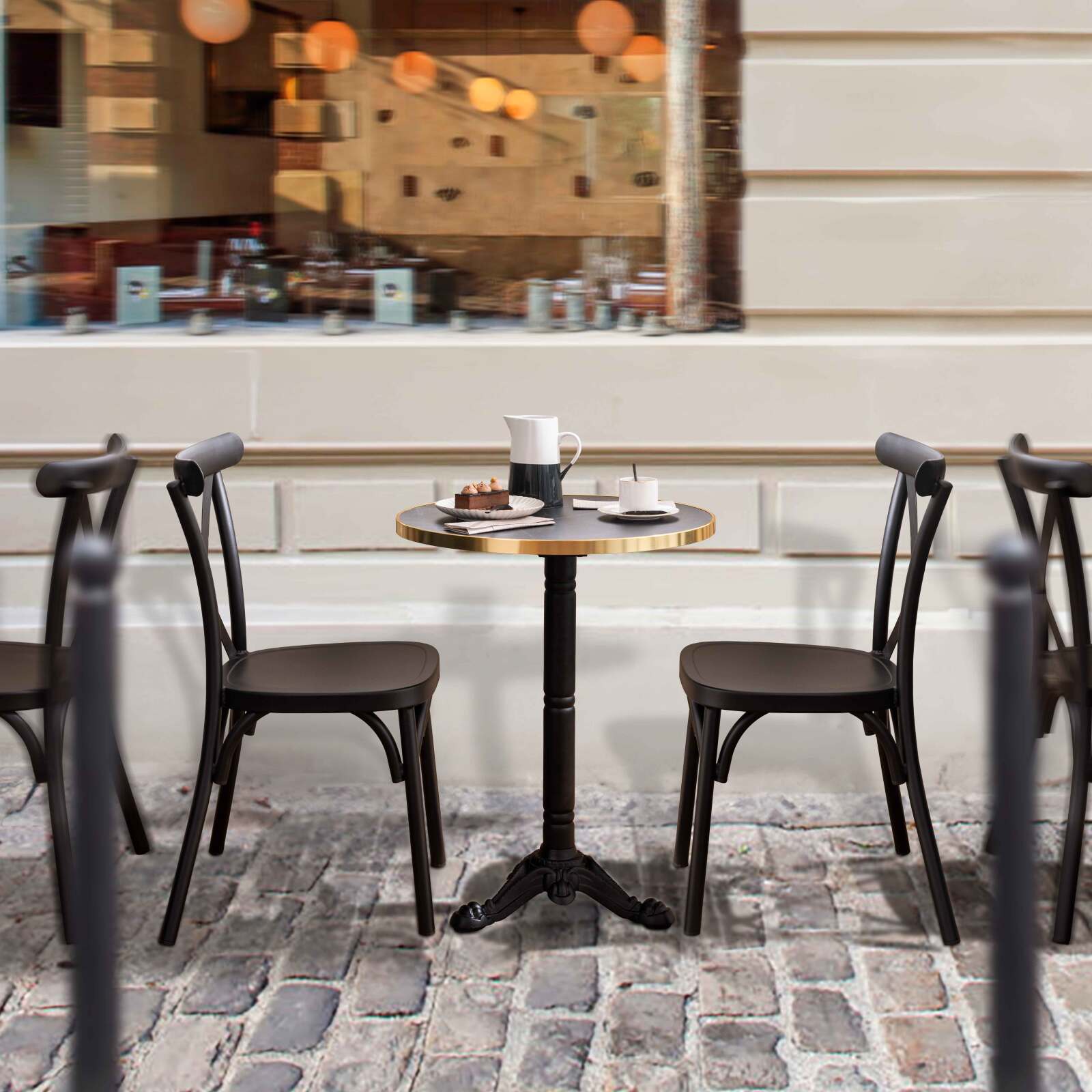 Chaise de restaurant en aluminium effet bois