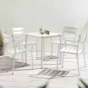 Table de terrasse carrée 70 x 70 cm et 4 chaises avec accoudoirs en aluminium