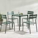 Table de terrasse carrée 70 x 70 cm et 4 chaises en aluminium