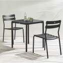 Table de terrasse carrée 70 x 70 cm et 2 chaises en aluminium