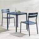 Table de terrasse carrée 70 x 70 cm et 2 chaises en aluminium