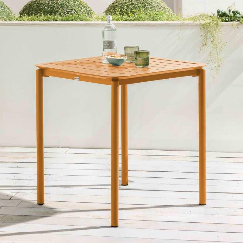 Table de terrasse carrée empilable 70 x 70 cm en aluminium
