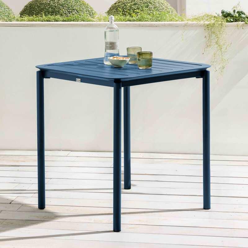 Table de terrasse carrée empilable 70 x 70 cm en aluminium