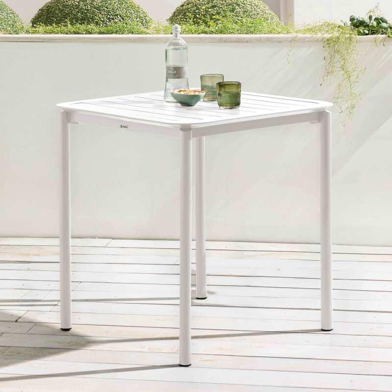 Table de terrasse carrée empilable 70 x 70 cm en aluminium