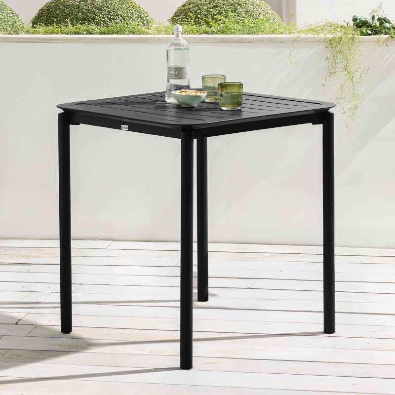 Table de terrasse carrée empilable 70 x 70 cm en aluminium