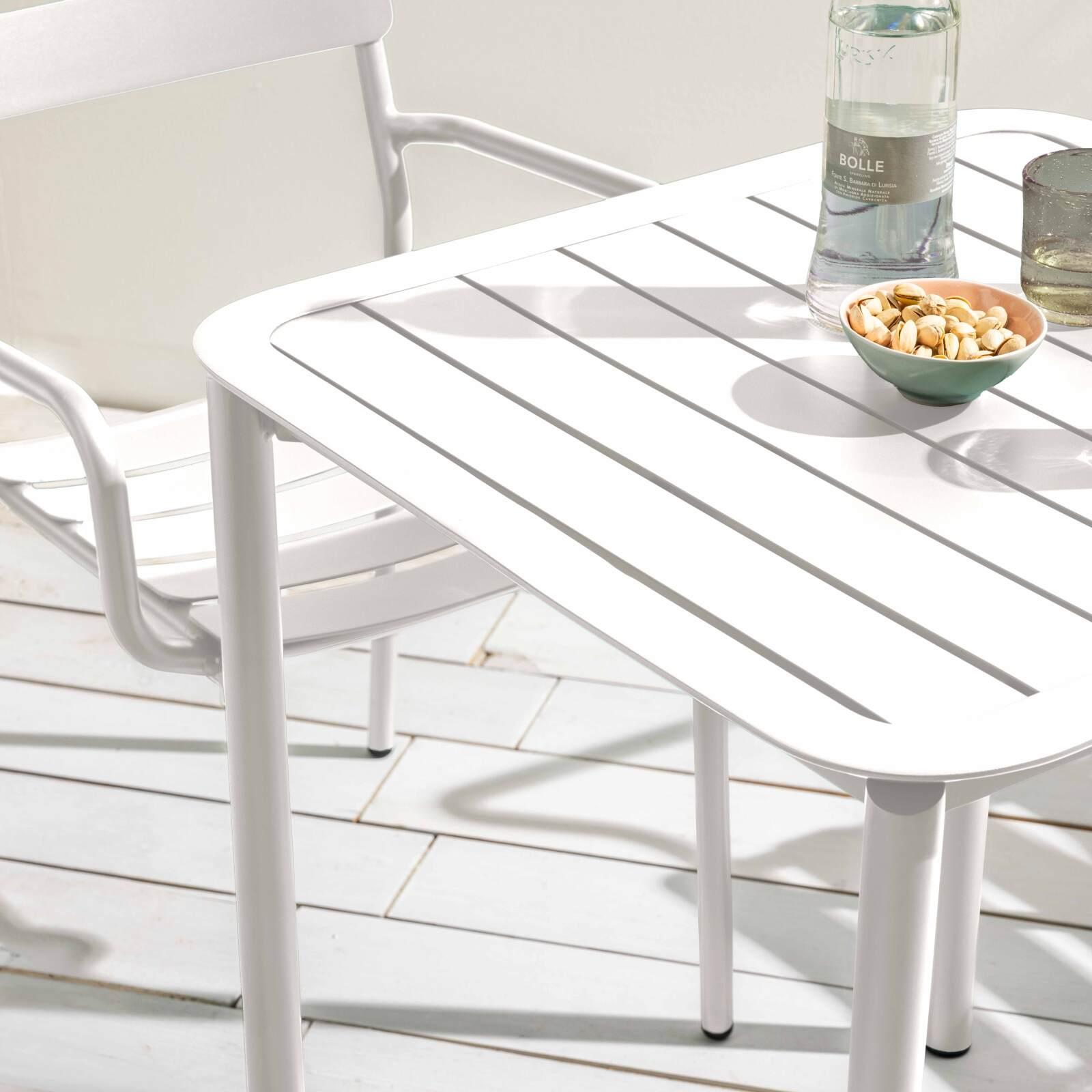 Table de terrasse carrée empilable 70 x 70 cm en aluminium