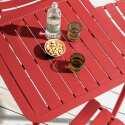 Table de terrasse carrée 70 x 70 cm et 2 chaises avec accoudoirs en aluminium