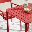 Table de terrasse carrée 70 x 70 cm et 2 chaises avec accoudoirs en aluminium