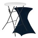Mange debout pliant et housse de mange debout bleu marine