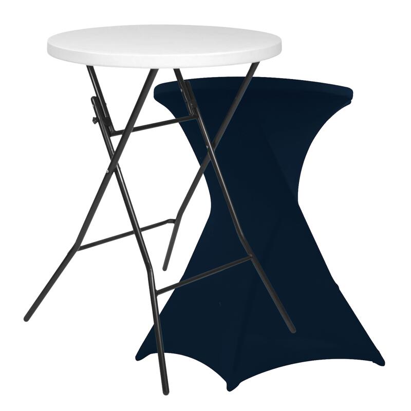 Mange debout pliant et housse de mange debout bleu marine