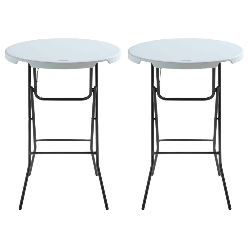 Mange debout pliant blanc 110 x Ø80 cm - Lot de 2