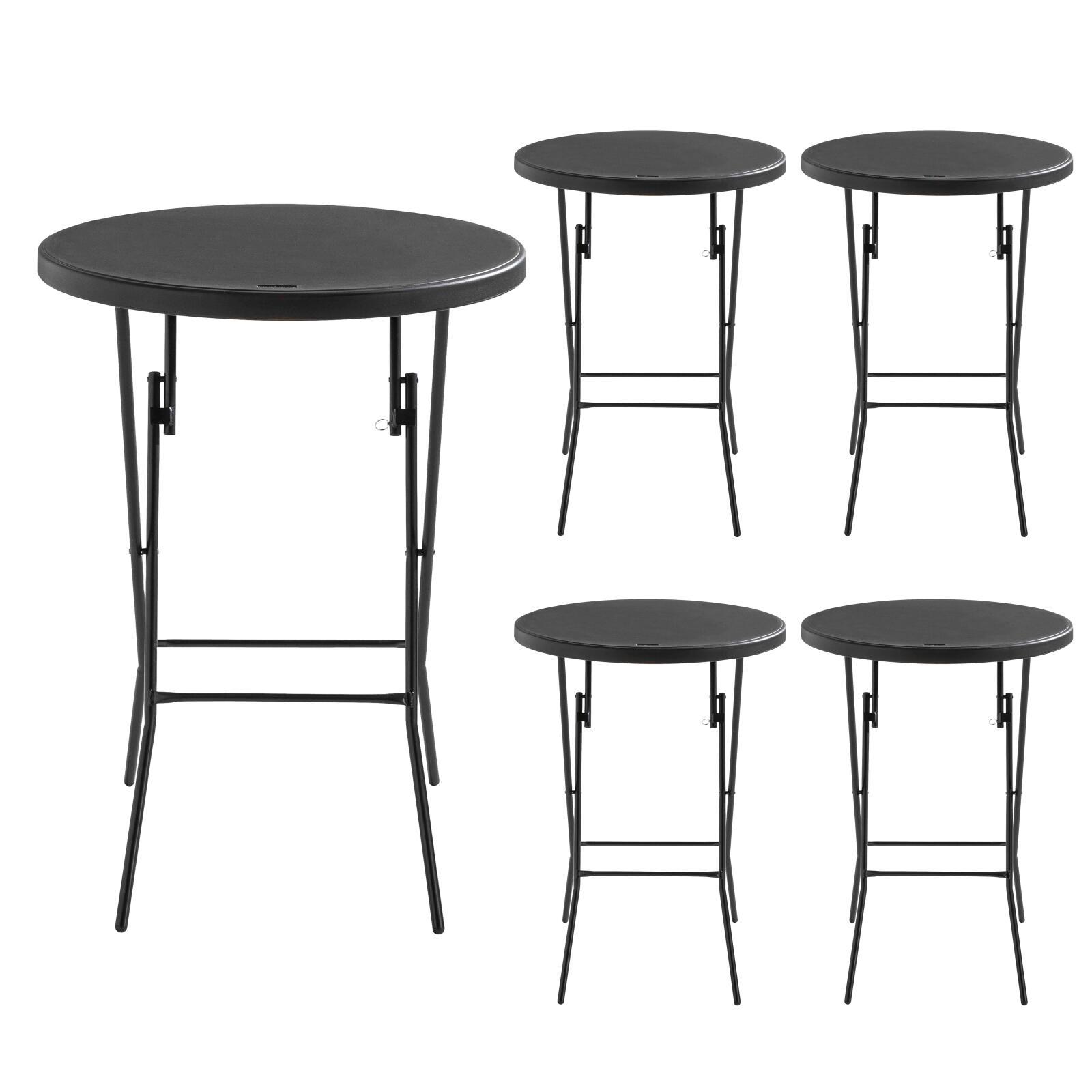 Mange debout pliant noir 110 x Ø80 cm - Lot de 5