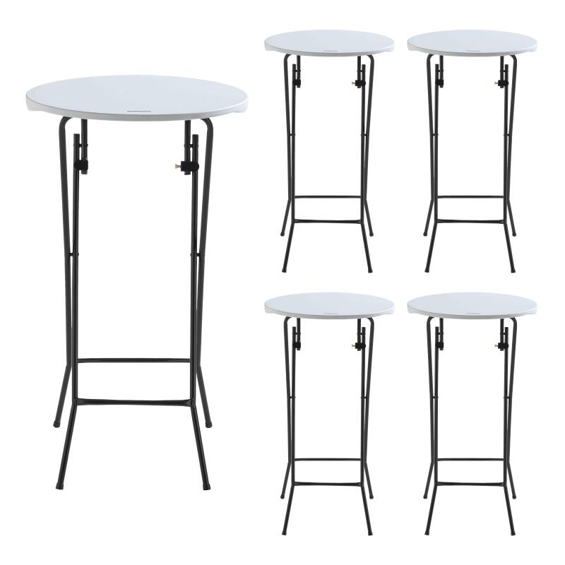 Mange debout pliant blanc 110 x Ø60 cm - Lot de 5