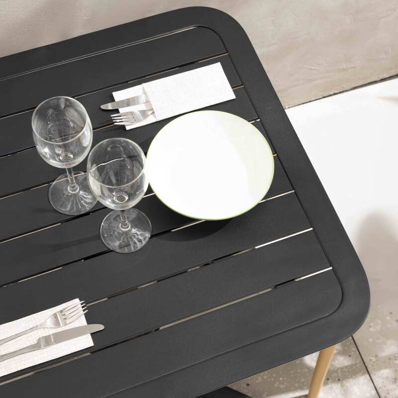 Plateau de table de terrasse carré 70 x 70 cm en aluminium