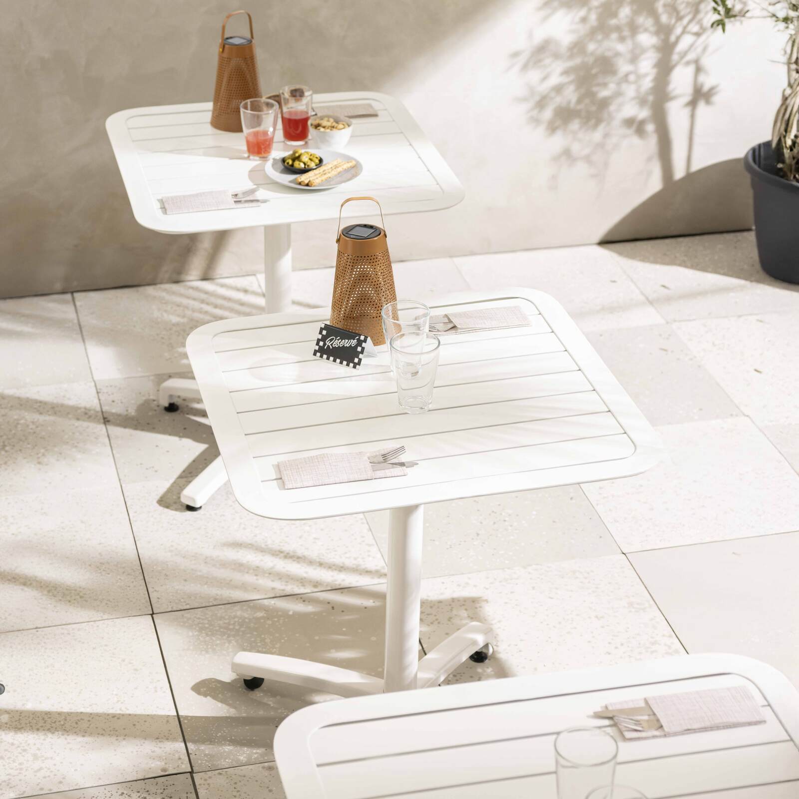 Plateau de table de terrasse carré 60 x 60 cm en aluminium