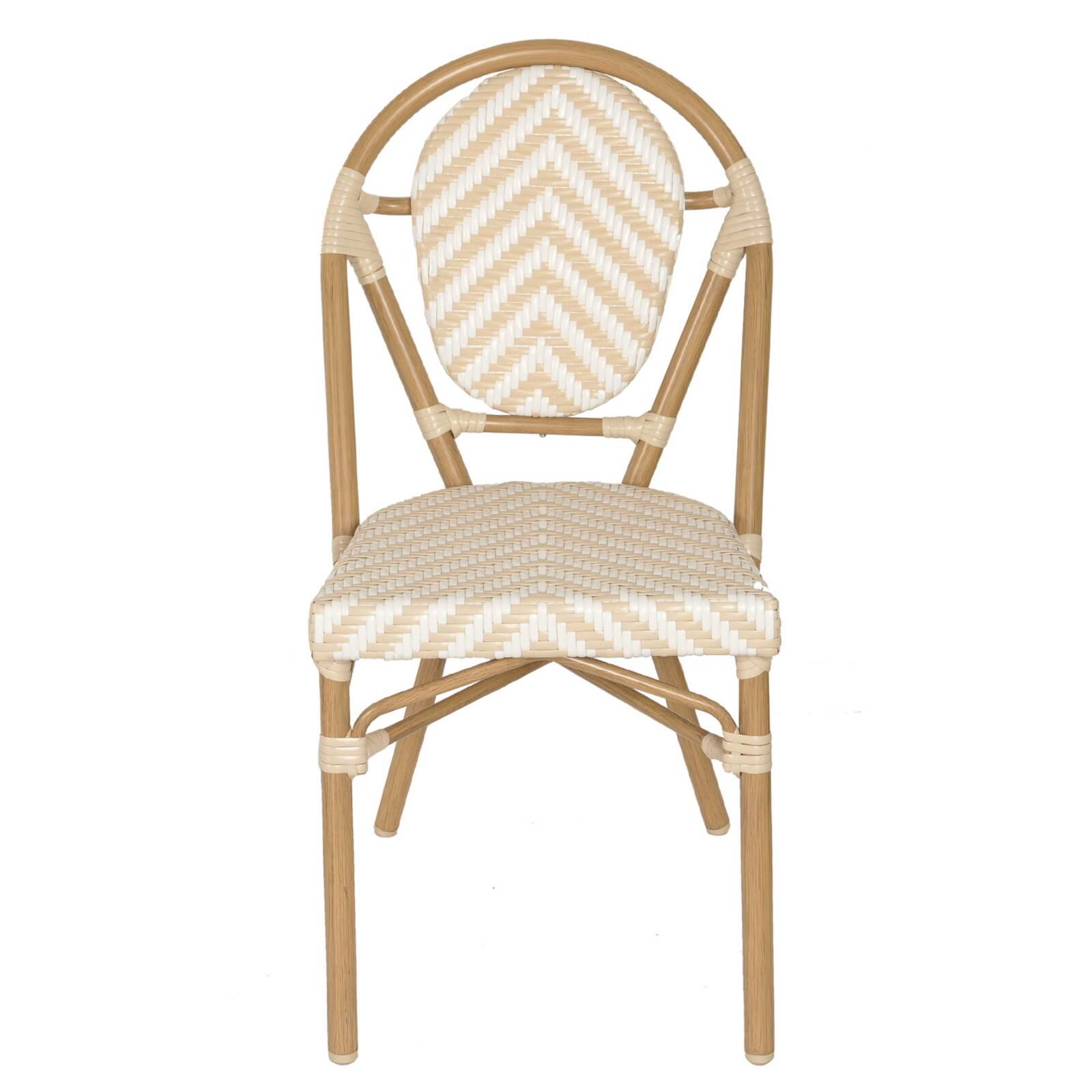 Chaise de jardin style bistrot parisien en aluminium et rotin synthétique