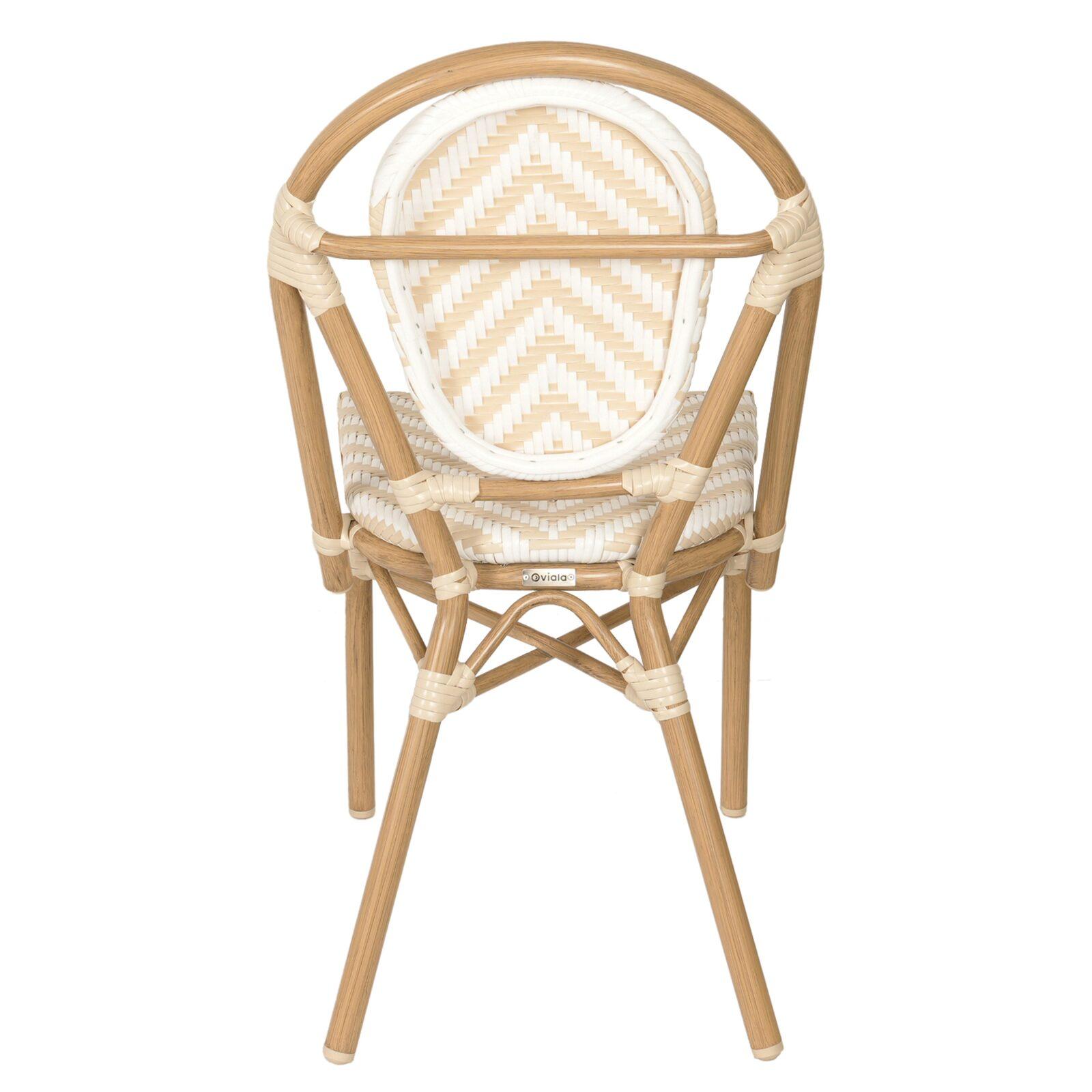 Chaise de jardin style bistrot parisien en aluminium et rotin synthétique