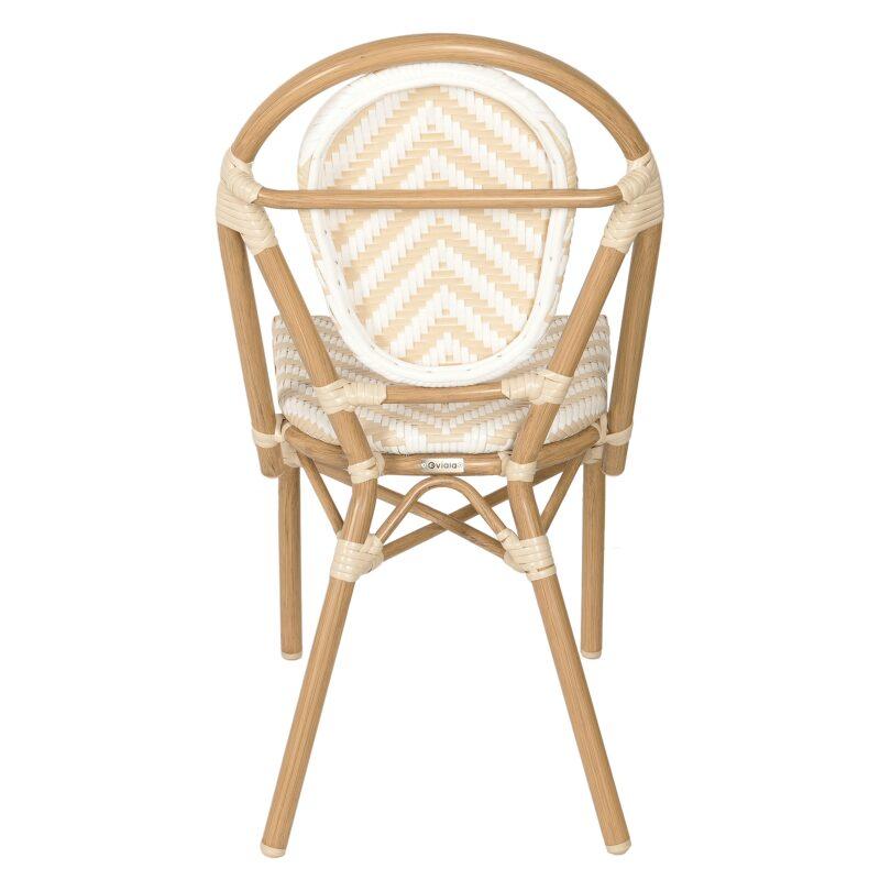 Chaise de jardin style bistrot parisien en aluminium et rotin synthétique (3/5)