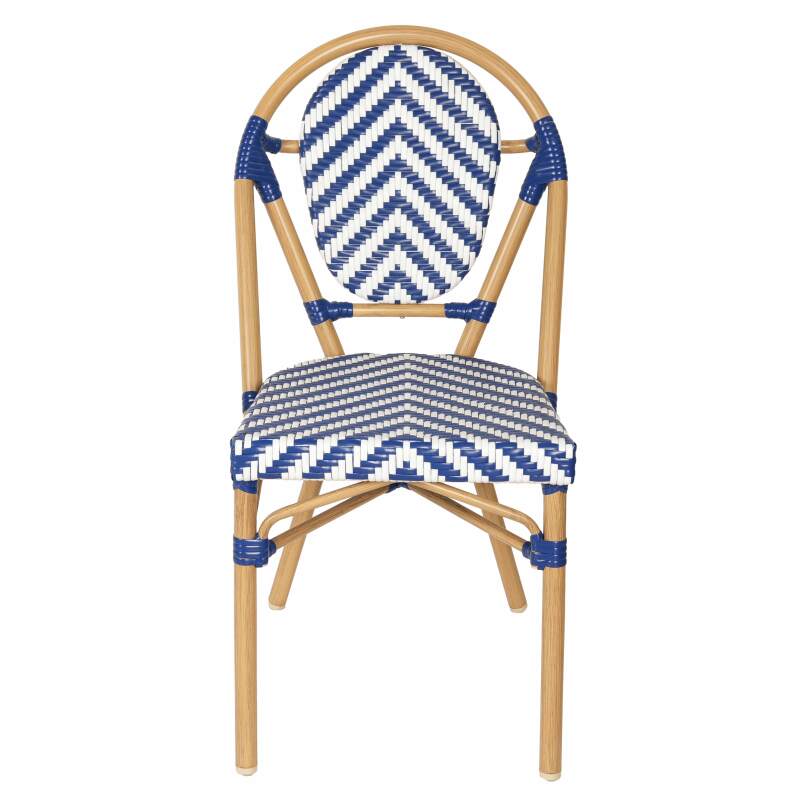 Chaise de jardin style bistrot parisien en aluminium et rotin synthétique