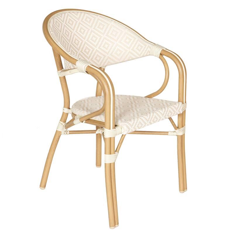 Chaise de jardin style bistrot parisien en aluminium et rotin synthétique