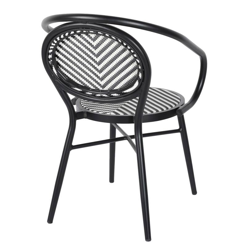 Chaise de jardin style bistrot parisien en aluminium et rotin synthétique
