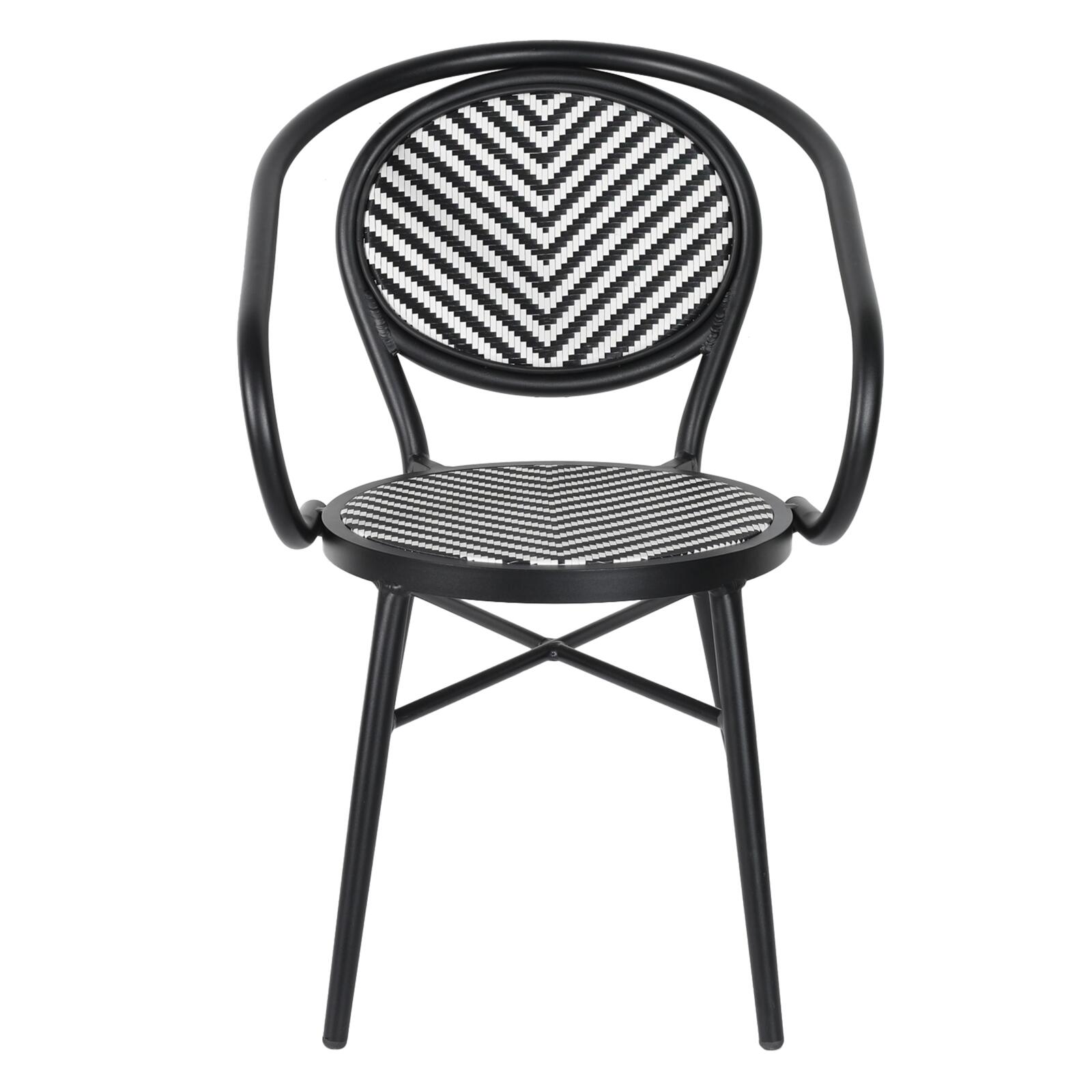 Chaise de jardin style bistrot parisien en aluminium et rotin synthétique