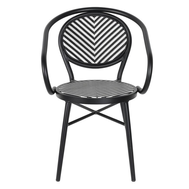 Chaise de jardin style bistrot parisien en aluminium et rotin synthétique (2/7)