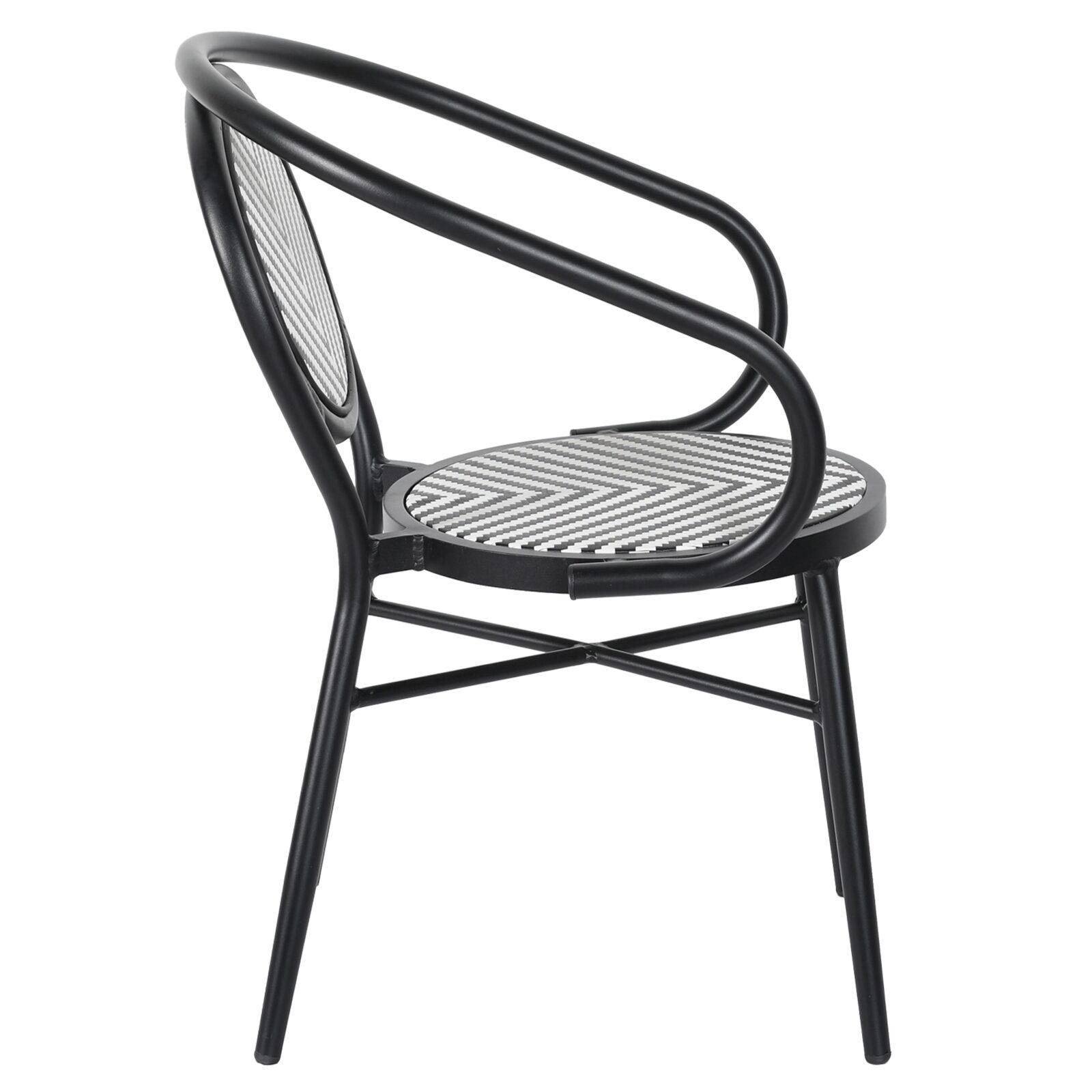 Chaise de jardin style bistrot parisien en aluminium et rotin synthétique