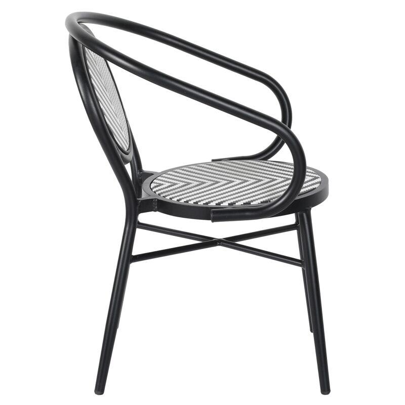 Chaise de jardin style bistrot parisien en aluminium et rotin synthétique (3/7)