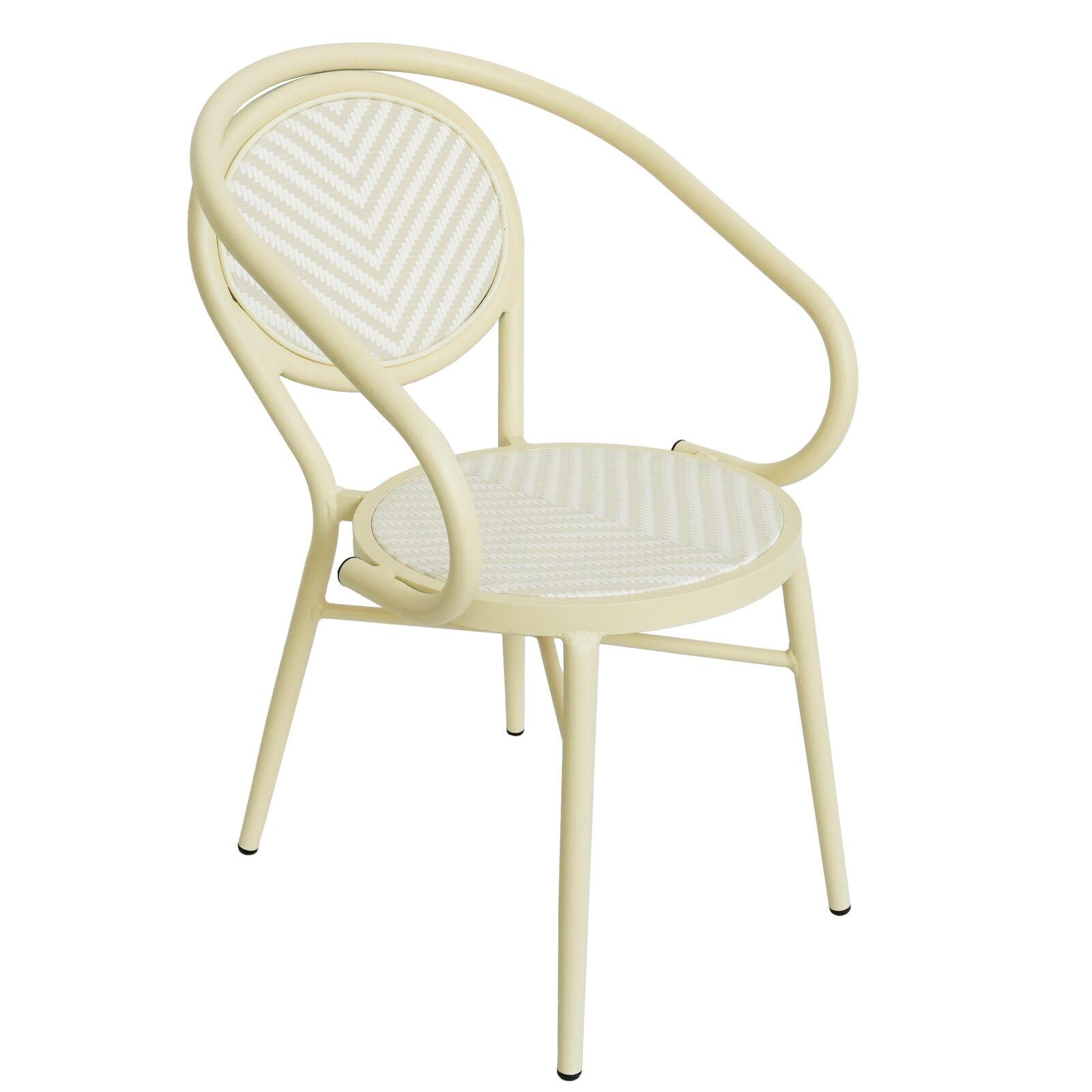Chaise de jardin style bistrot parisien en aluminium et rotin synthétique